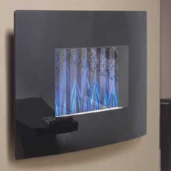 Be modern Fires Enzo Curved Black Glass Hang on the Wall Electric Fire Suite